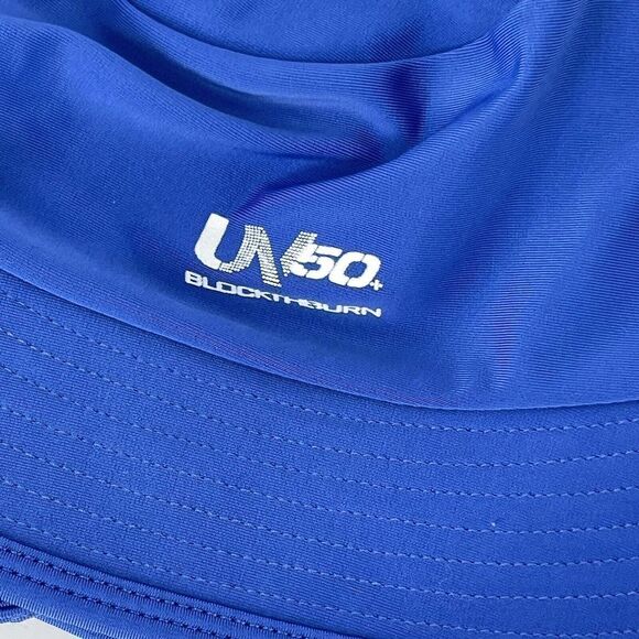 Speedo Bucket Hat Kids L/XL Blue Shark UV 50 Sun Protection Beach Chin Strap Cap - Picture 5 of 6